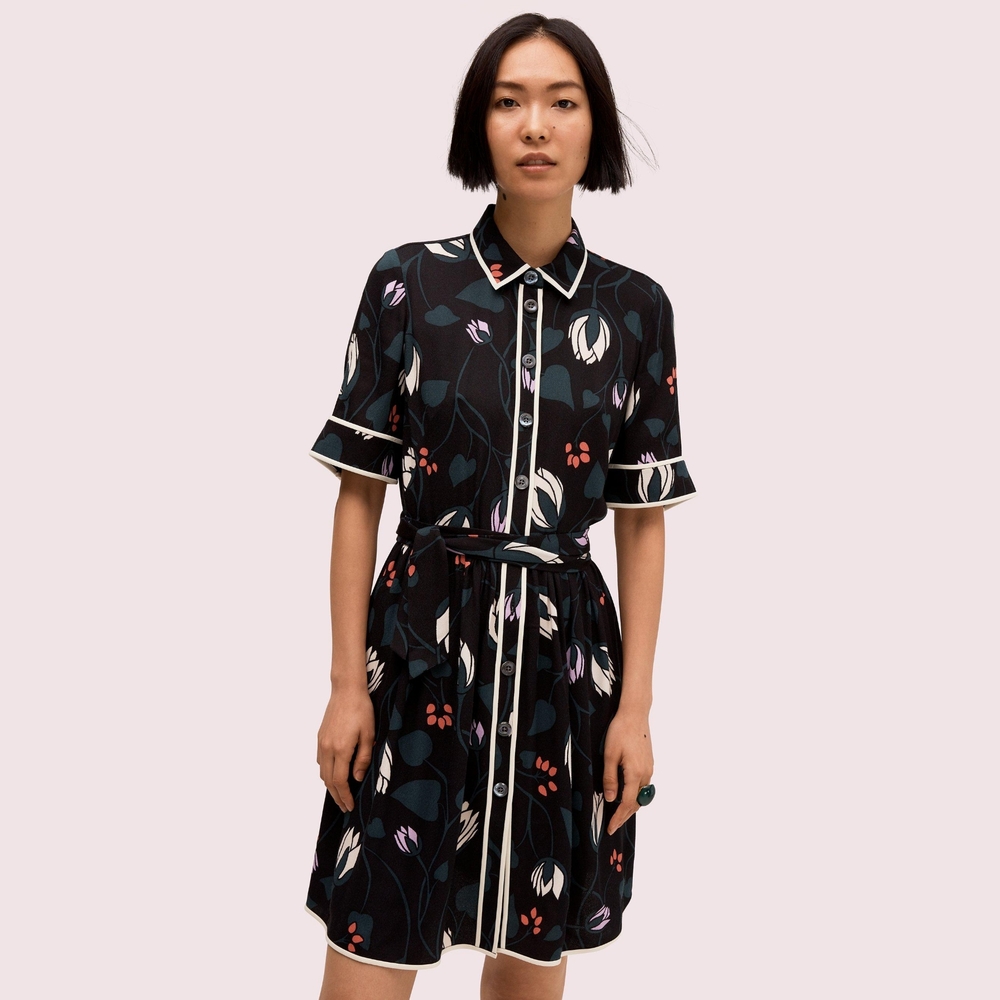 NWOT Kate Spade Deco Bloom Crepe Shirtdress sz 10
